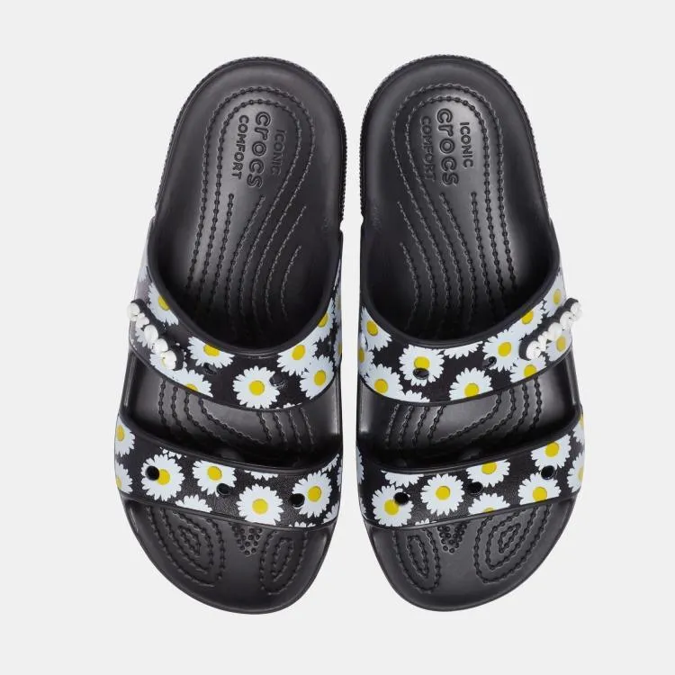 כפכף קרוקס סלייד שחור בהדפס פרחוני Classic Crocs Vacay Black Daisy 207284-0zi