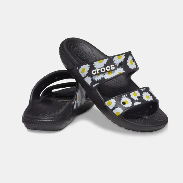 כפכף קרוקס סלייד שחור בהדפס פרחוני Classic Crocs Vacay Black Daisy 207284-0zi