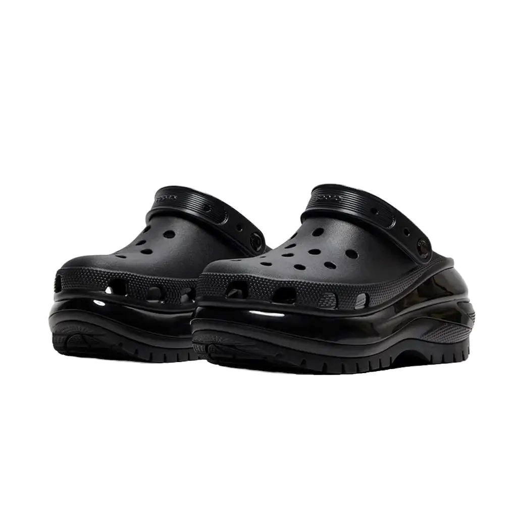 כפכפי קרוקס פלטפורמה במהדורה מיוחדת Crocs Classic Mega Crush Clog Black noir 207988-001