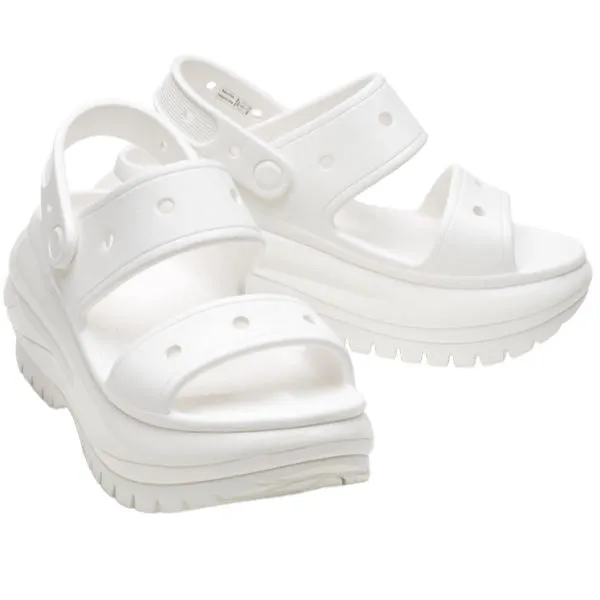 סנדלי קרורס פלטפורמה במהדורה מיוחדת Crocs Classic Mega Crush Sandal White blanc 207989-100