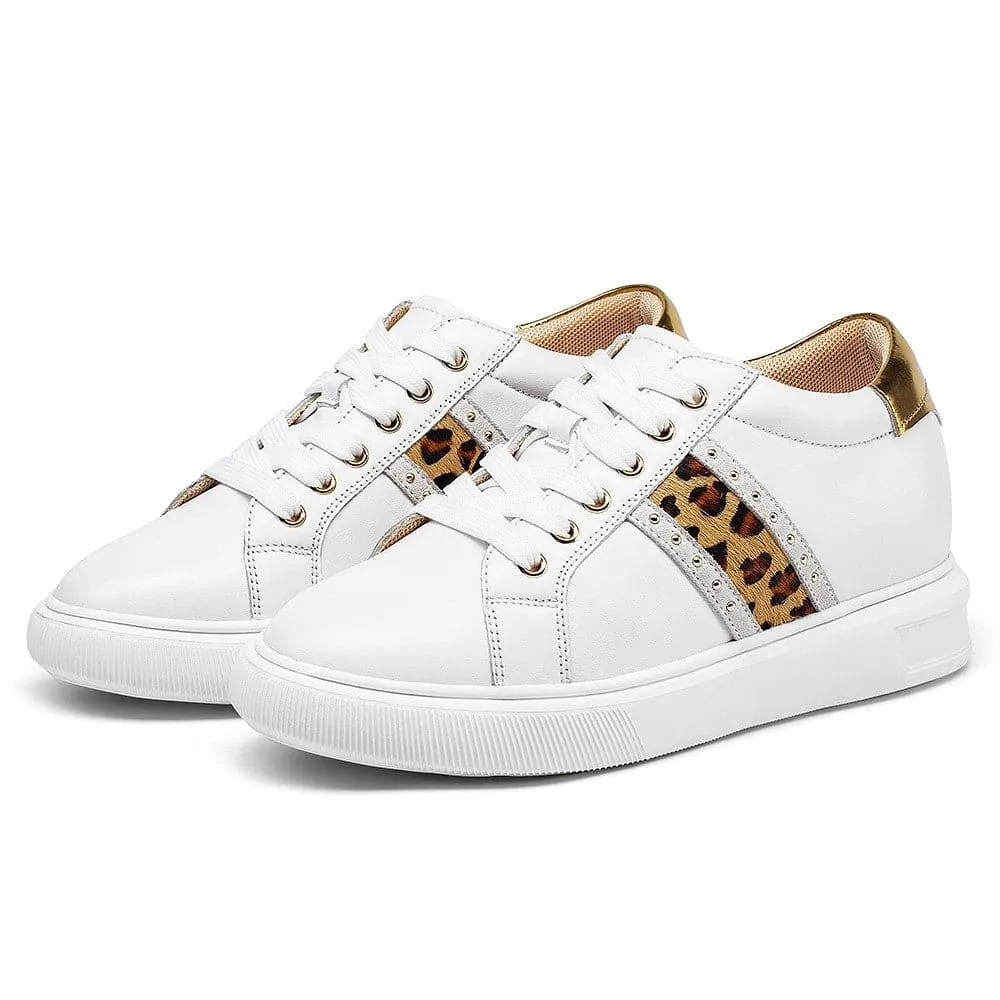 7 CM / 2.76 Inches CMR CHAMARIPA Elevator Shoes for Women - Elevate Your Style and Height - White Wedge Sneakers