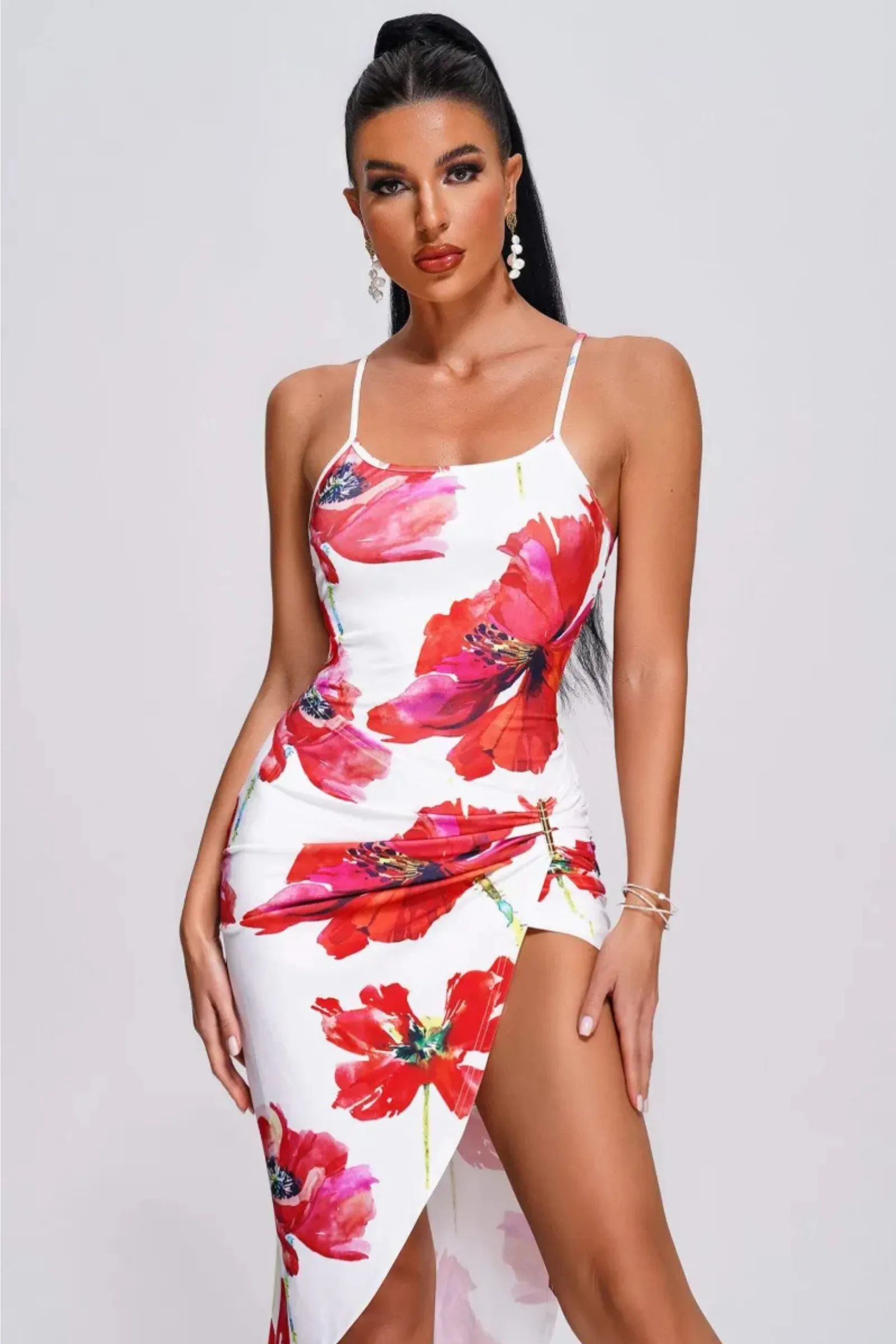 Alina Printed Midi Bodycon Dress- Miss Molly brand