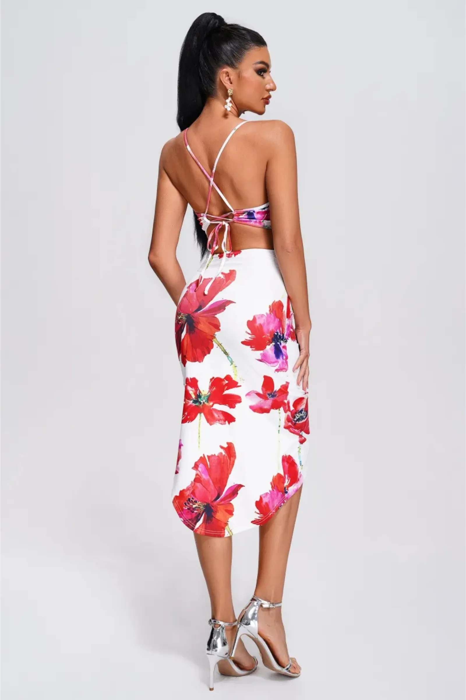 Alina Printed Midi Bodycon Dress- Miss Molly brand