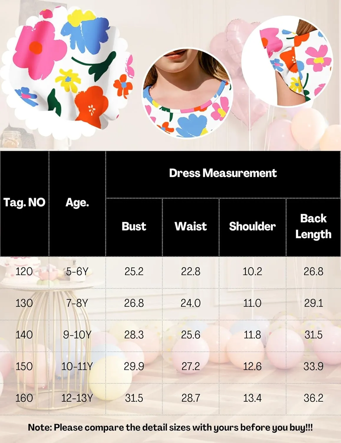 Arshiner Tween Girls Bubble Dress Ruffle Sleeve Party Midi Dresses