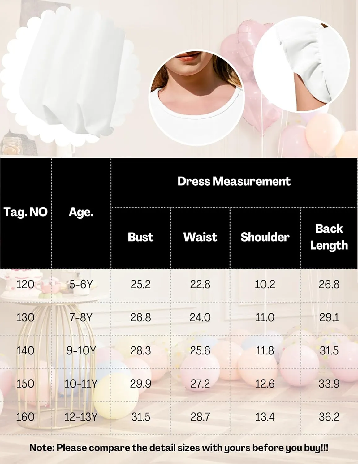 Arshiner Tween Girls Bubble Dress Ruffle Sleeve Party Midi Dresses