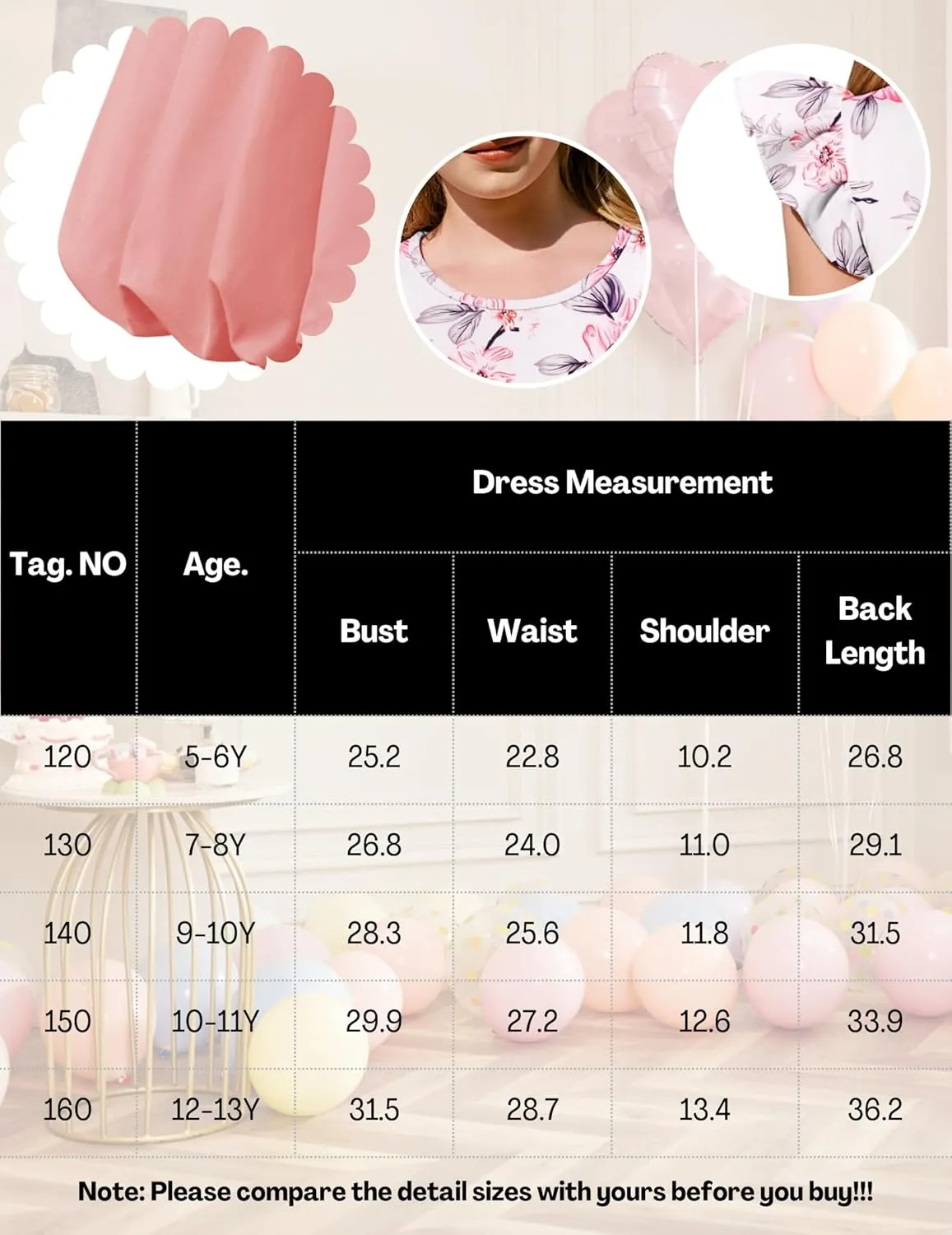 Arshiner Tween Girls Bubble Dress Ruffle Sleeve Party Midi Dresses