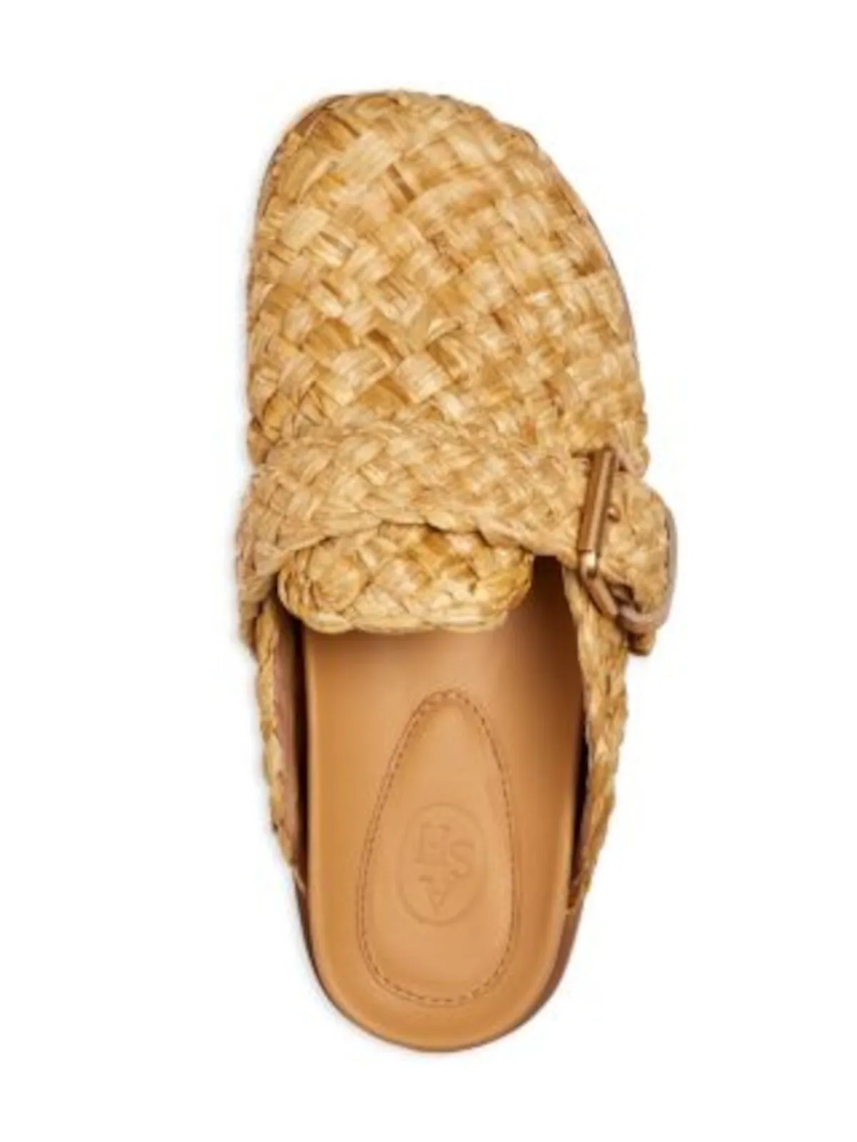 ASH Womens Beige Padded Woven Buckle Accent Galeia Round Toe Platform Slip On Flats Shoes