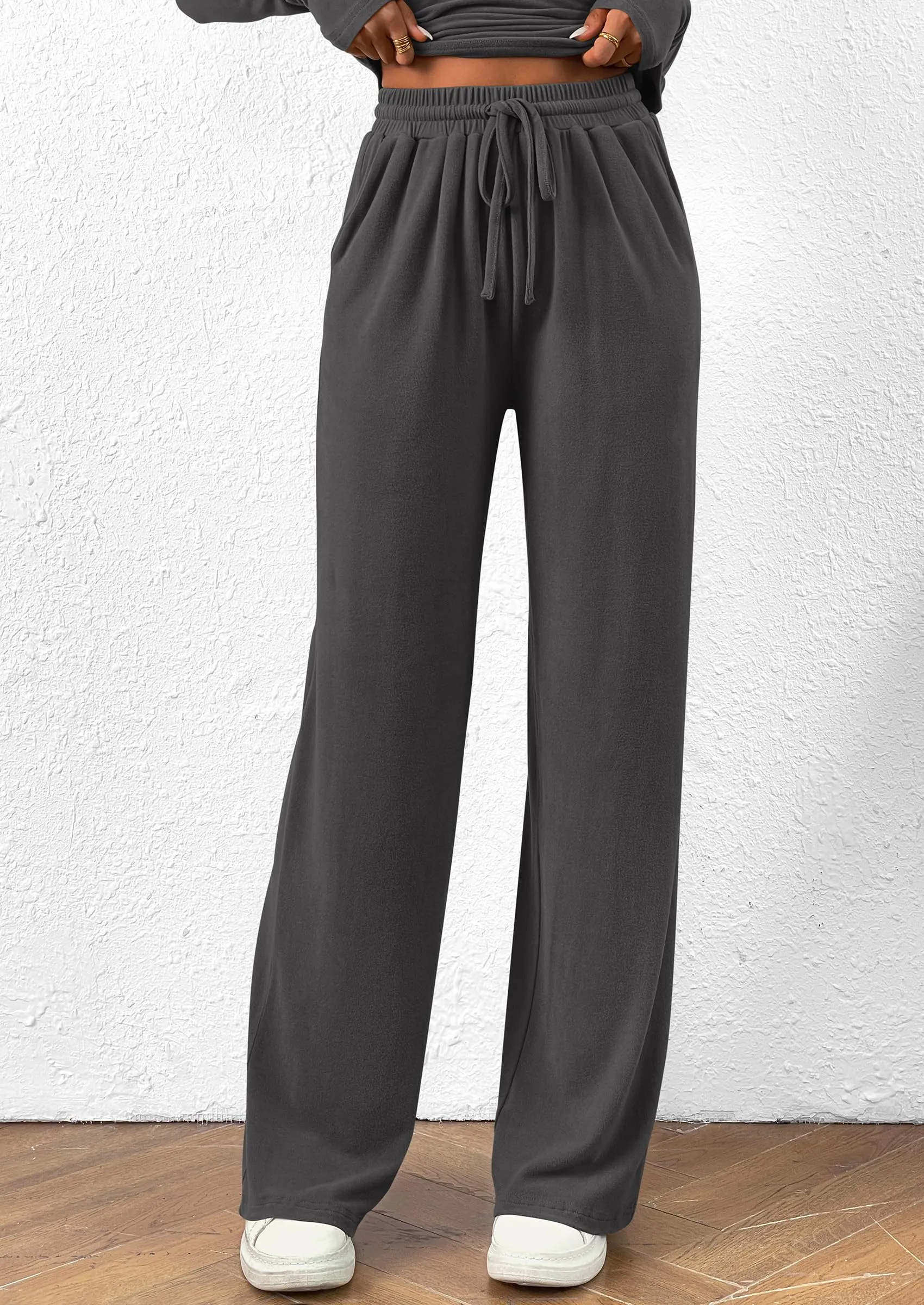 Asymmetrical Long Sleeve T-Shirt Wide Leg Pants Casual 2 Piece Sets