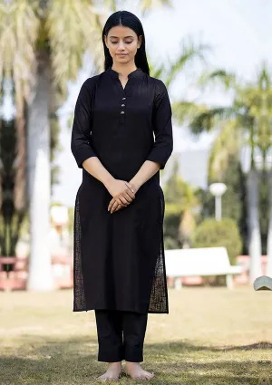 Black Solid Cotton Casual Kurta (pack of 1)