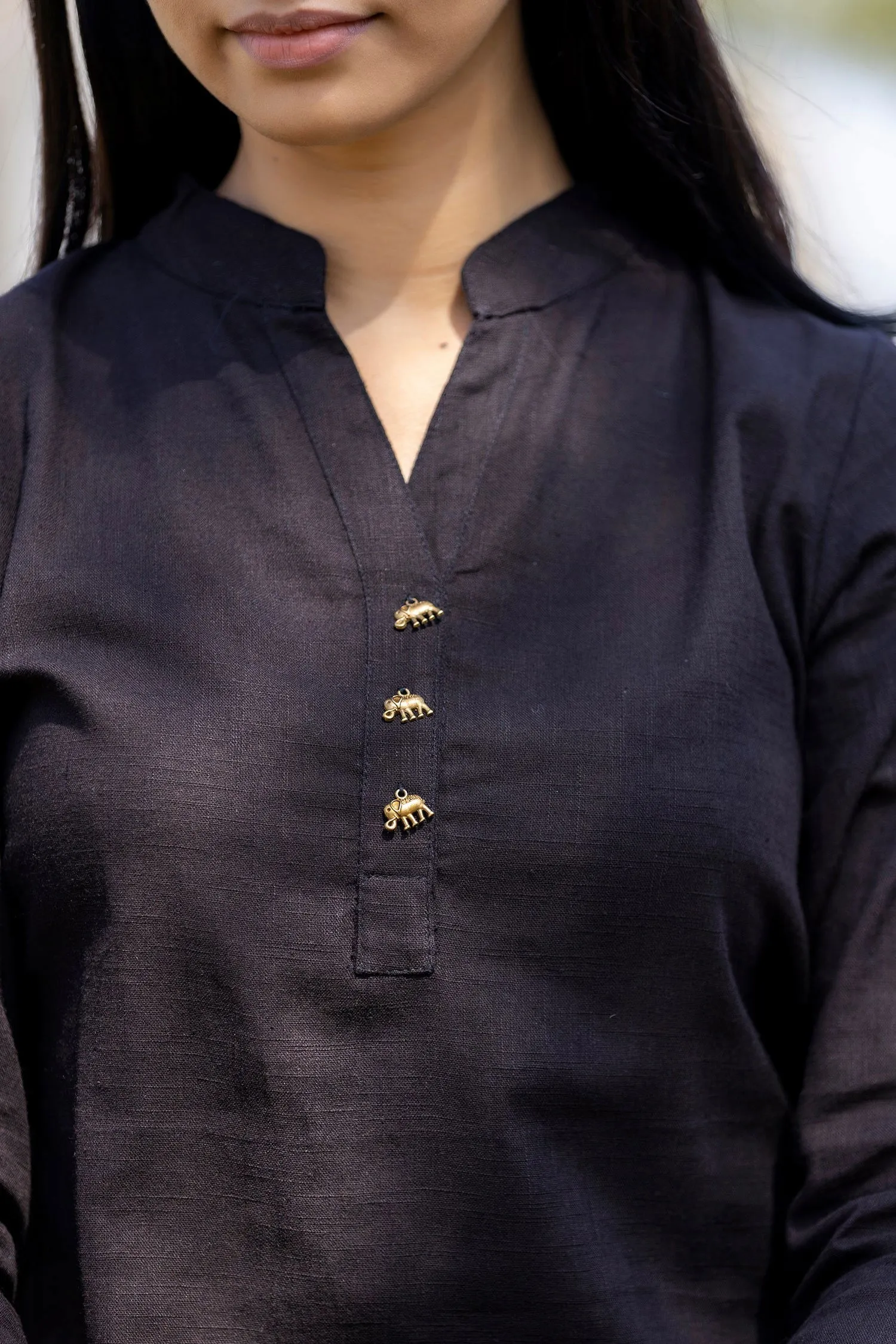Black Solid Cotton Casual Kurta (pack of 1)