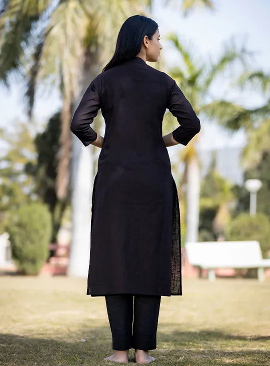 Black Solid Cotton Casual Kurta (pack of 1)
