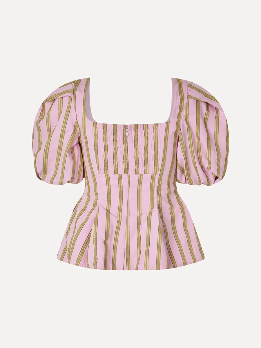 Blouson Sleeve Top - Wallpaper Stripes