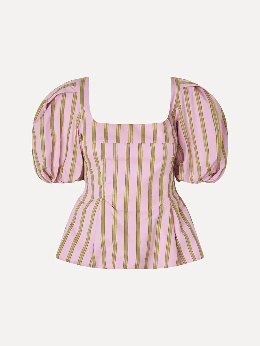 Blouson Sleeve Top - Wallpaper Stripes