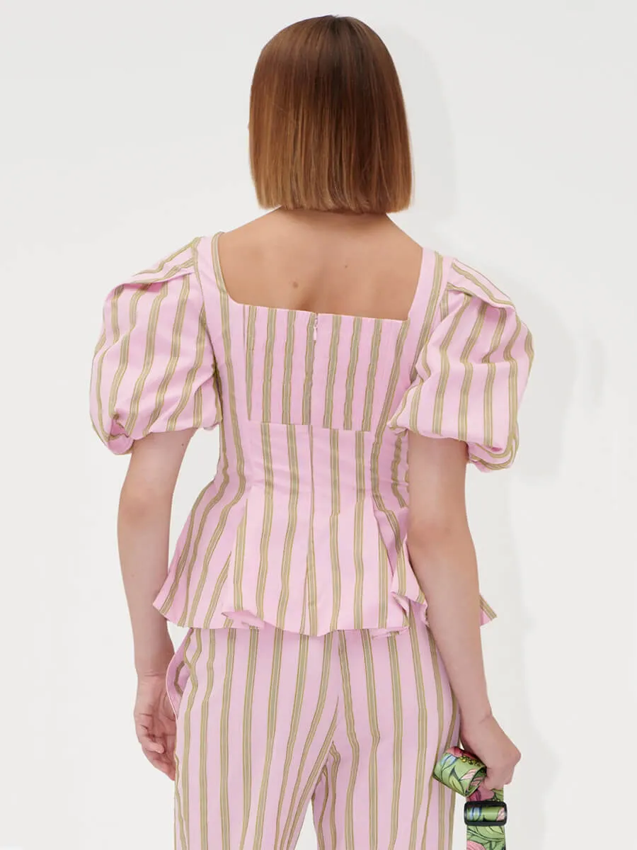 Blouson Sleeve Top - Wallpaper Stripes