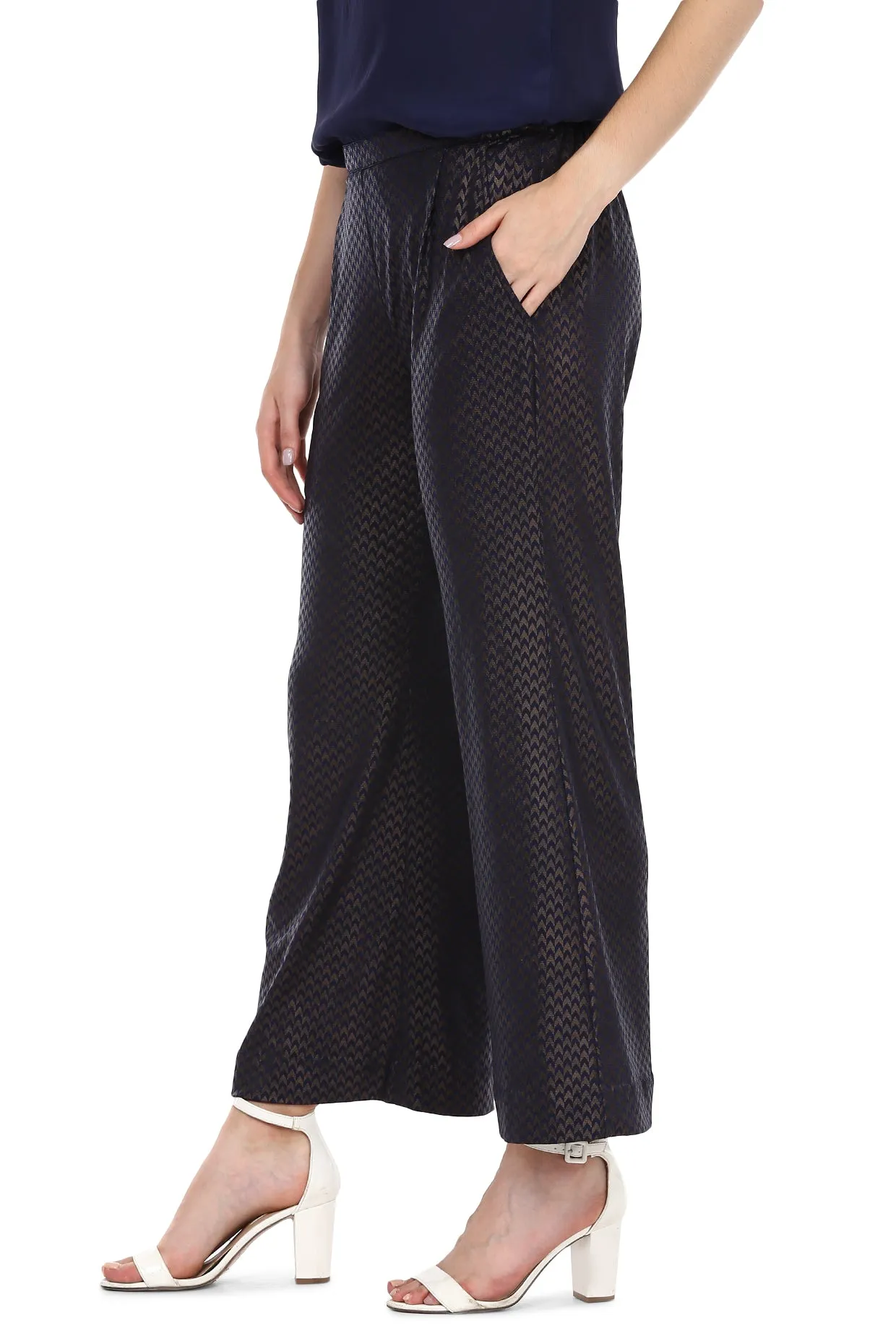 Blue Herringbone Pants