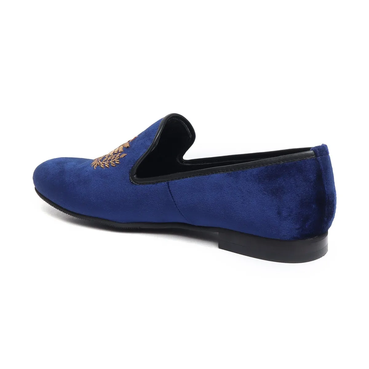 Blue Velvet Slip-On with Crown Eagle Zardosi By Brune & Bareskin