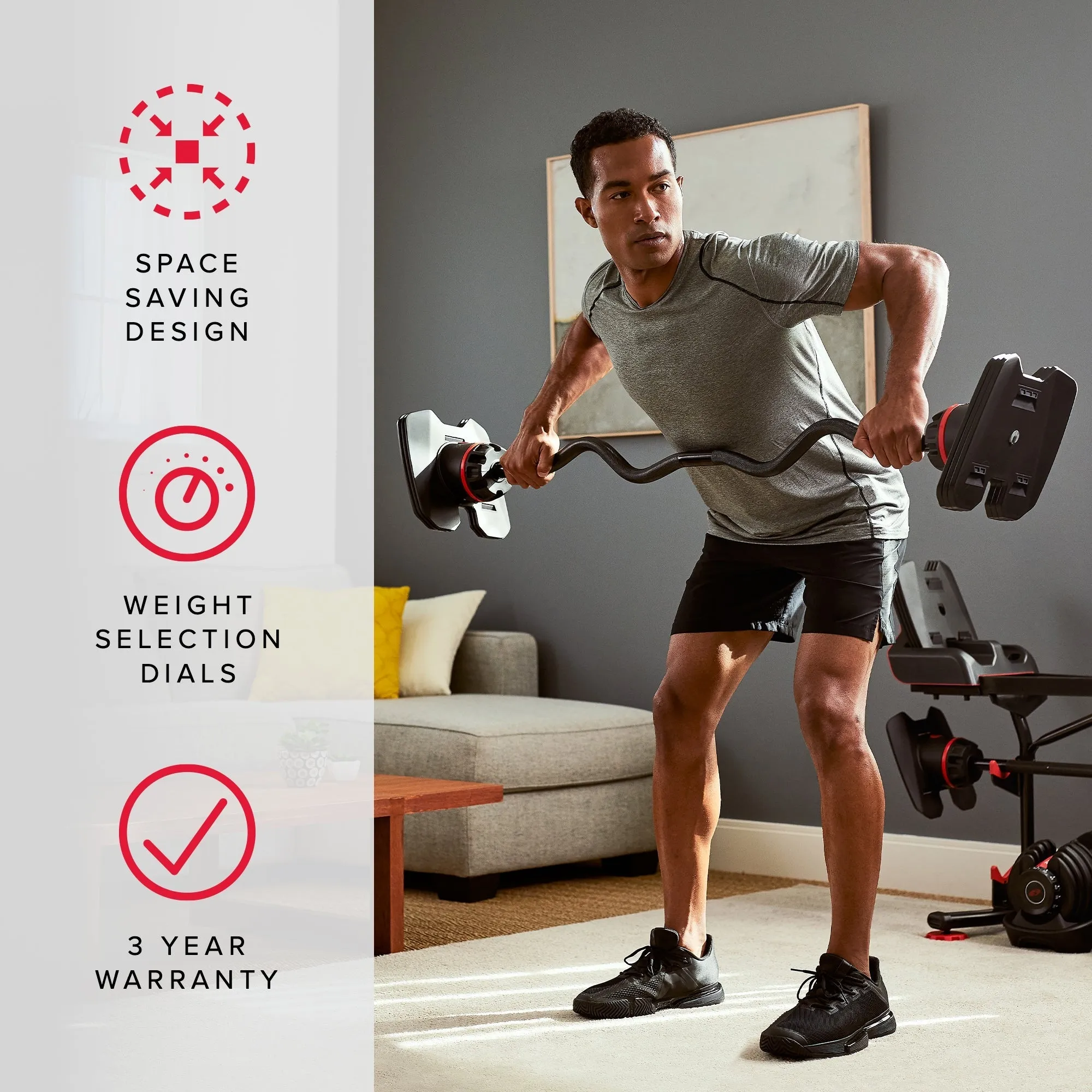 Bowflex Selecttech 2080 Barbell - With Curl Bar (20 - 80 LB)