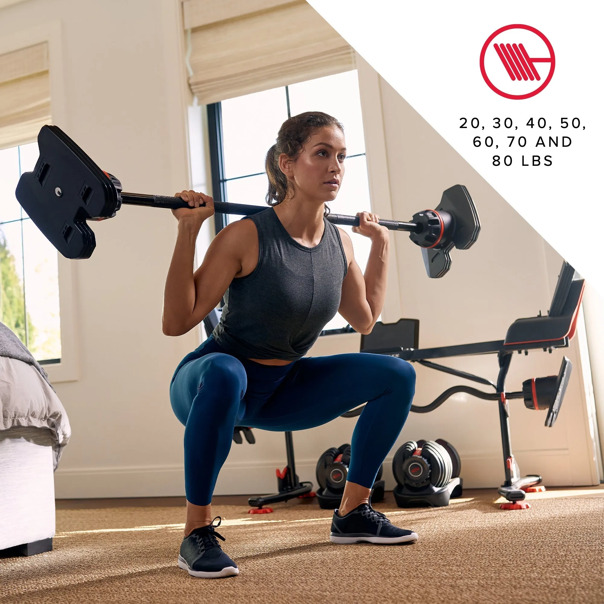 Bowflex Selecttech 2080 Barbell - With Curl Bar (20 - 80 LB)