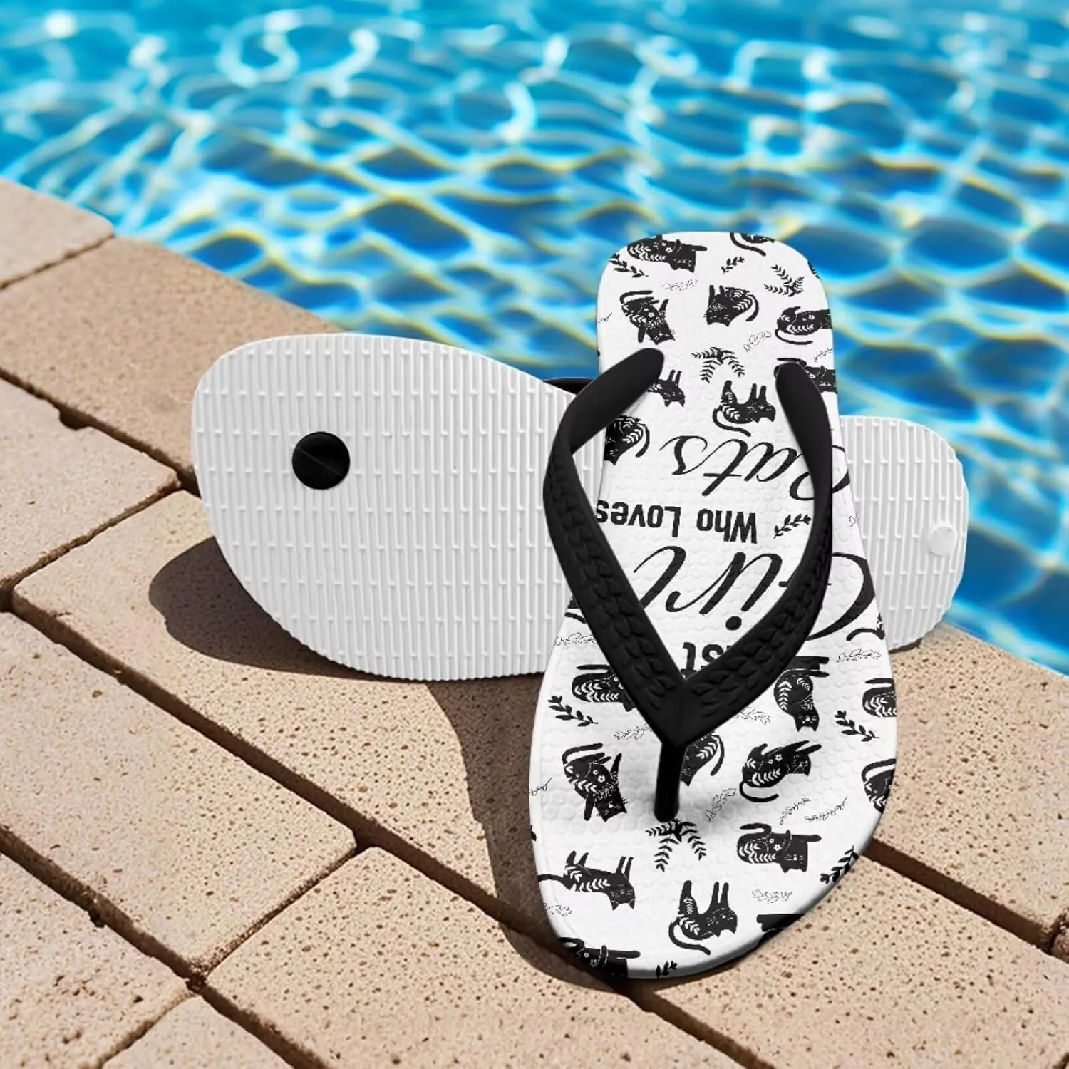 Boy Girl Flips Flops for Kids Cartoon Print Slip-on Thong Sandals Kids Slides for Beach Swim Pool