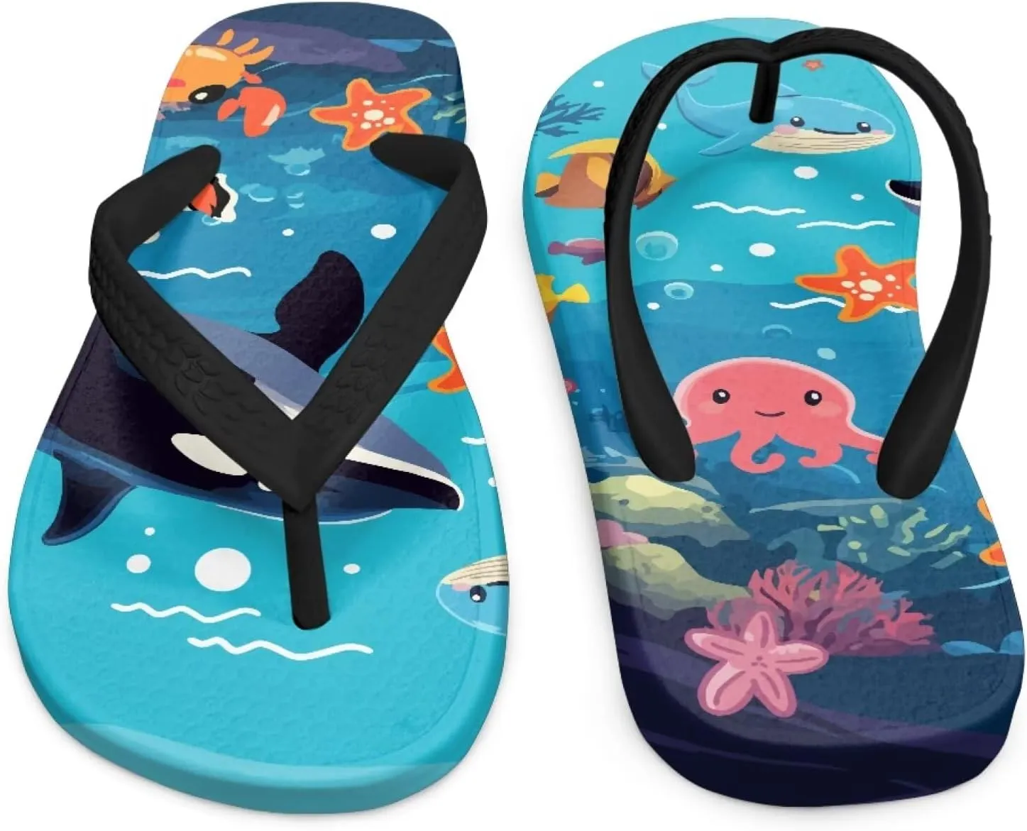 Boy Girls' Sandals Open Toe Slip On Summer Holiday Hawaiian Print Boys Thong Flip Flops