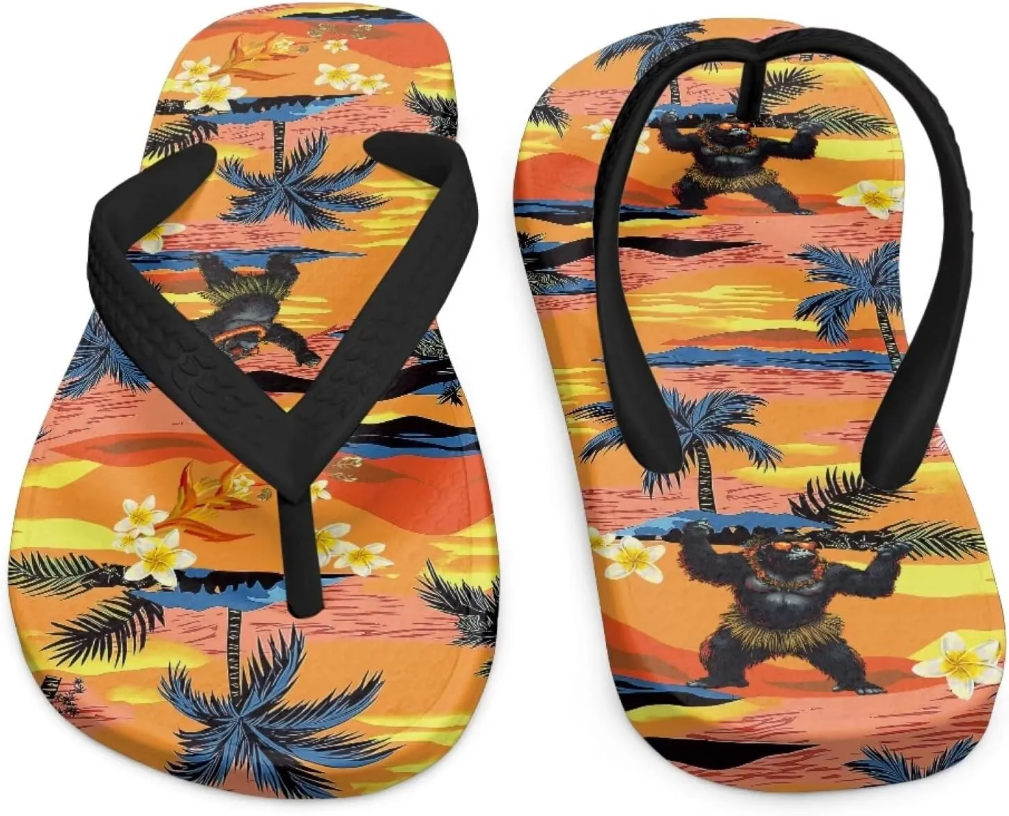 Boy Girls' Sandals Open Toe Slip On Summer Holiday Hawaiian Print Boys Thong Flip Flops