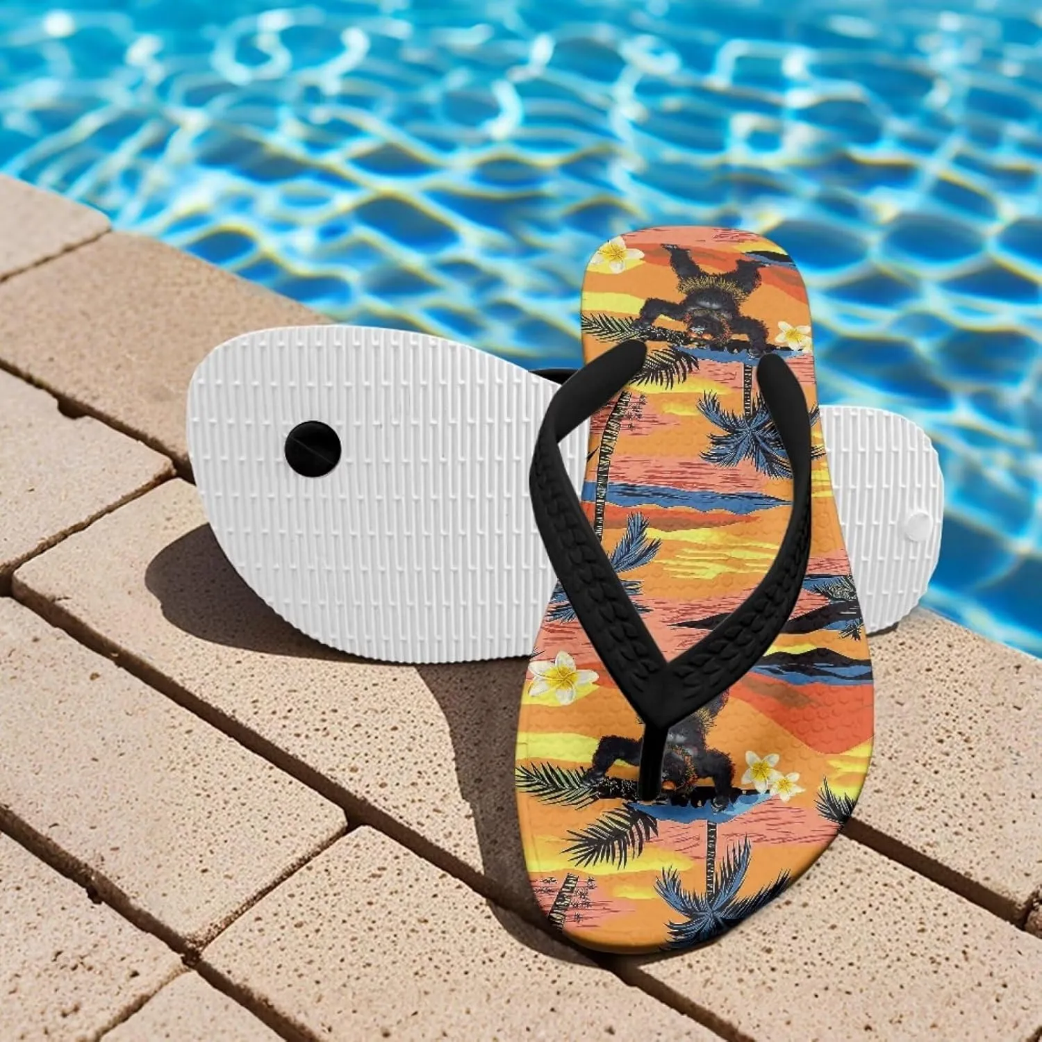 Boy Girls' Sandals Open Toe Slip On Summer Holiday Hawaiian Print Boys Thong Flip Flops