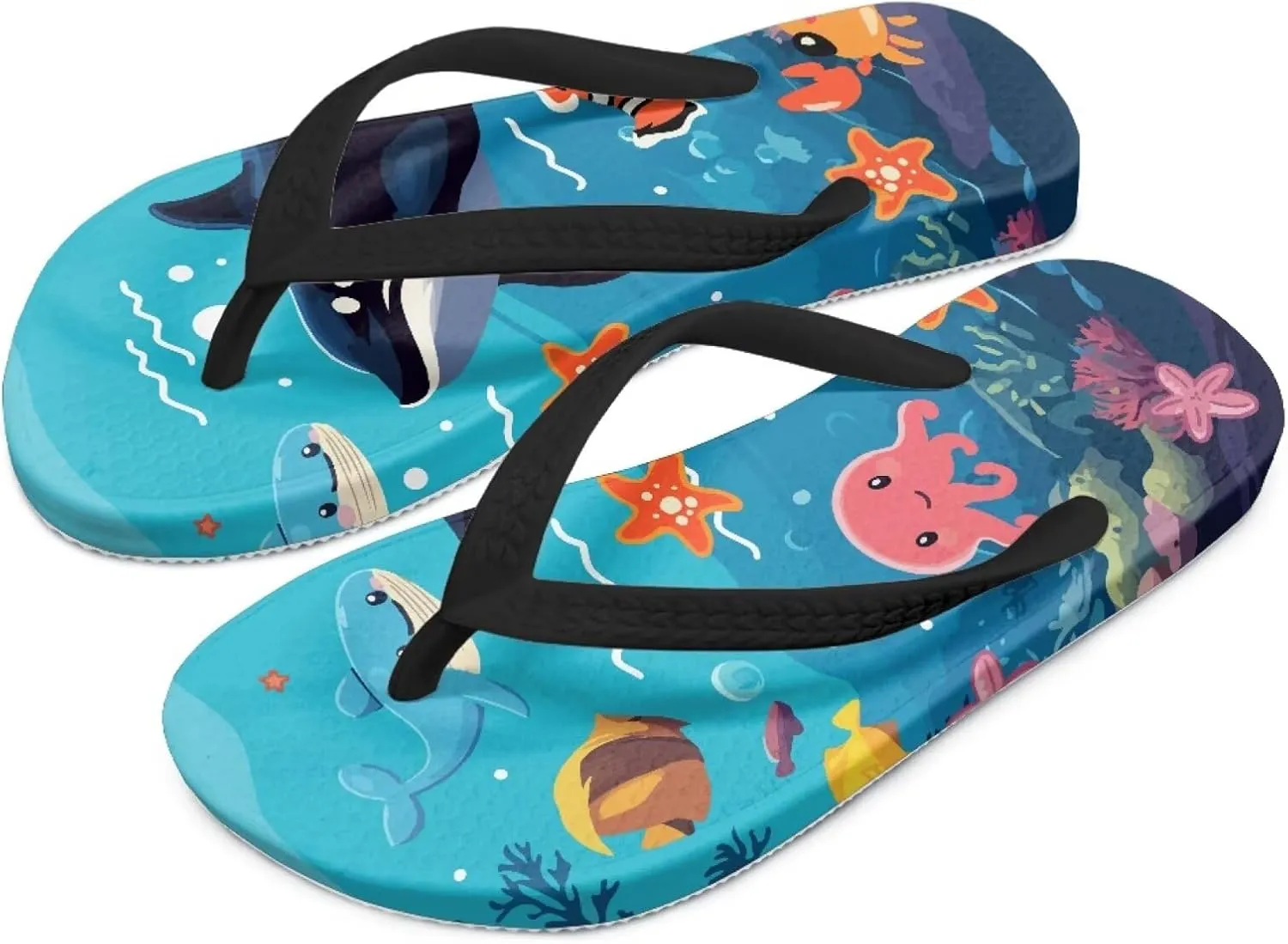 Boy Girls' Sandals Open Toe Slip On Summer Holiday Hawaiian Print Boys Thong Flip Flops