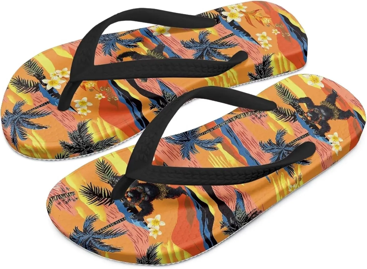 Boy Girls' Sandals Open Toe Slip On Summer Holiday Hawaiian Print Boys Thong Flip Flops