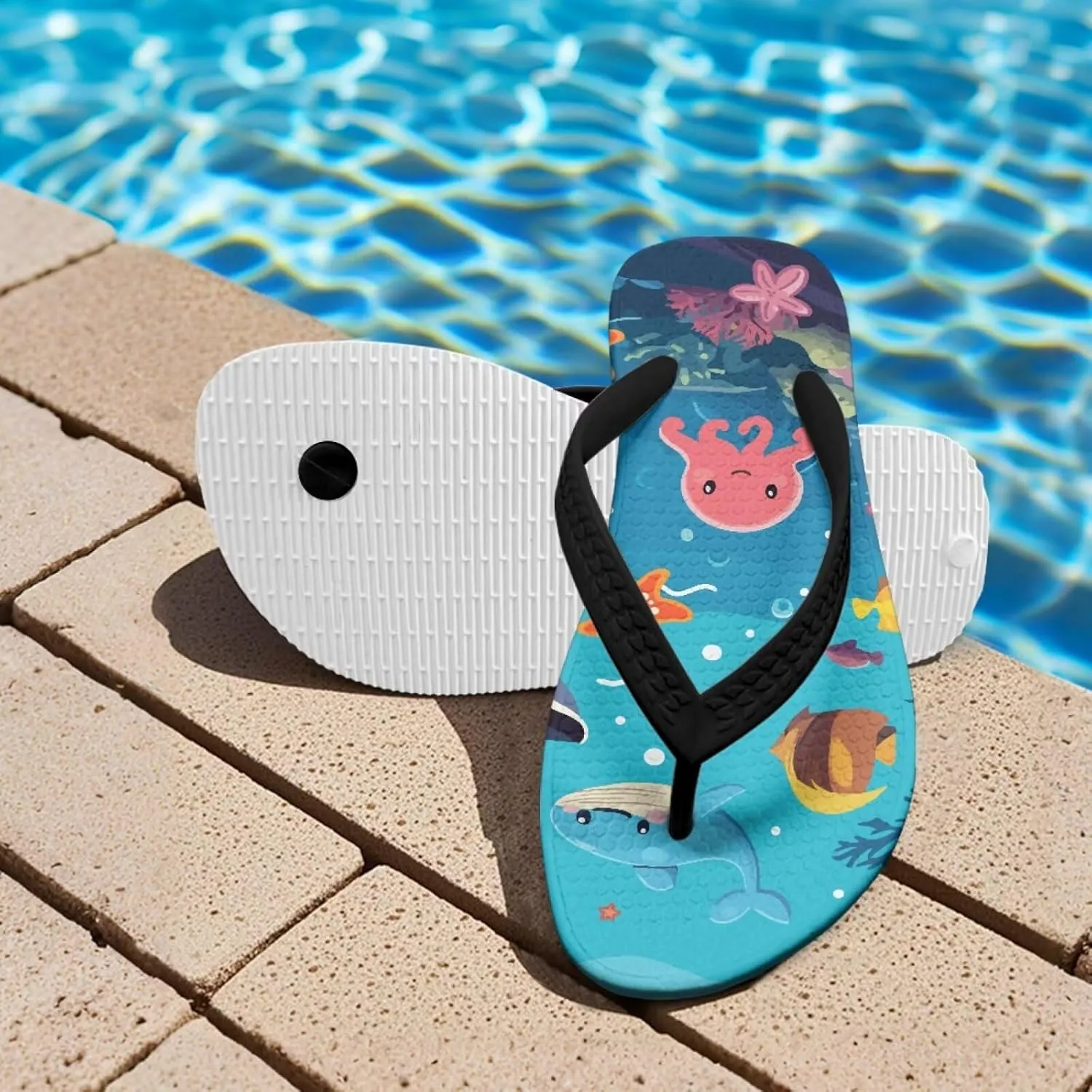 Boy Girls' Sandals Open Toe Slip On Summer Holiday Hawaiian Print Boys Thong Flip Flops