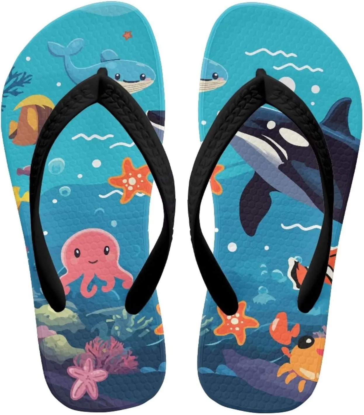 Boy Girls' Sandals Open Toe Slip On Summer Holiday Hawaiian Print Boys Thong Flip Flops