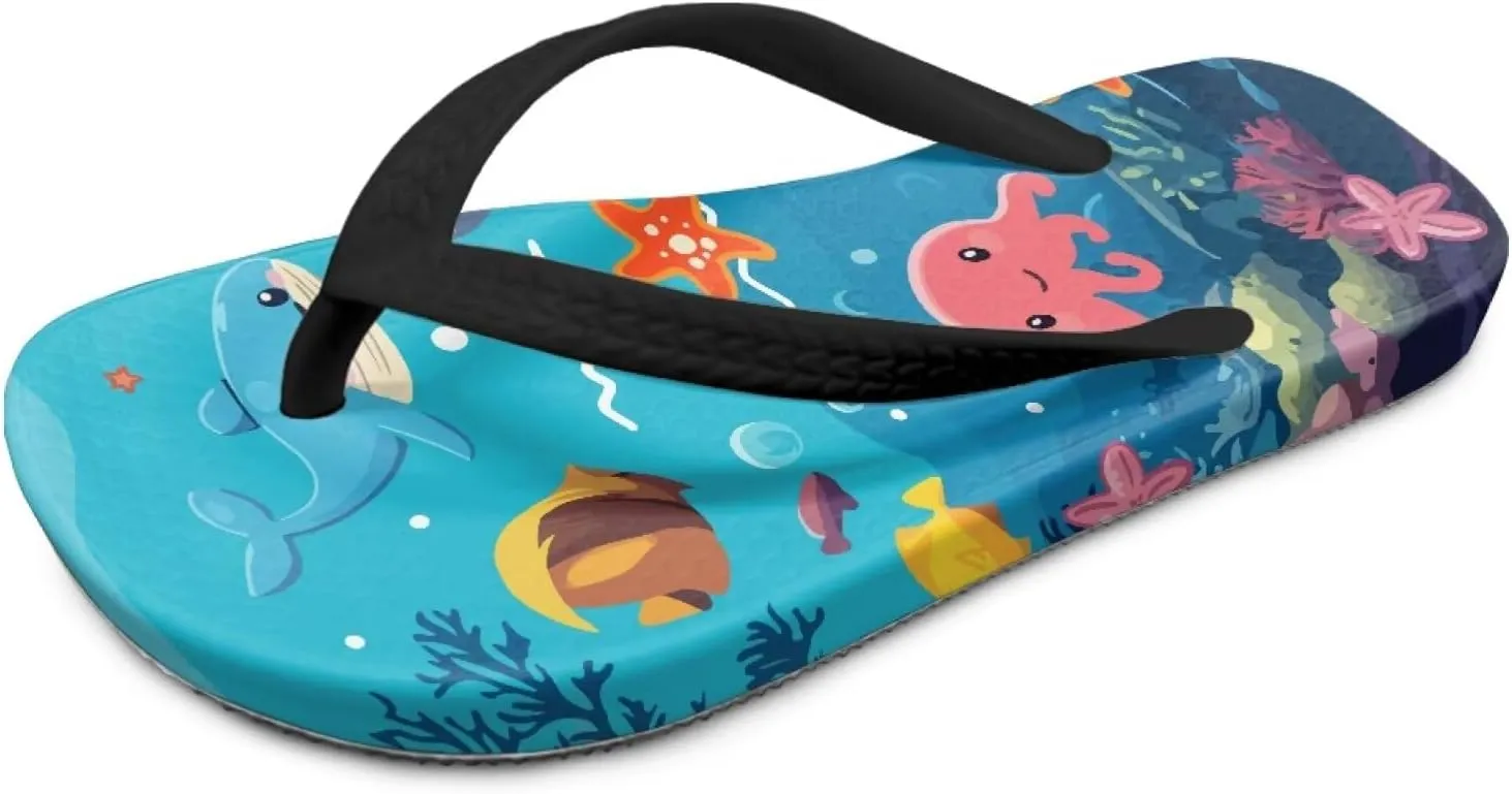 Boy Girls' Sandals Open Toe Slip On Summer Holiday Hawaiian Print Boys Thong Flip Flops