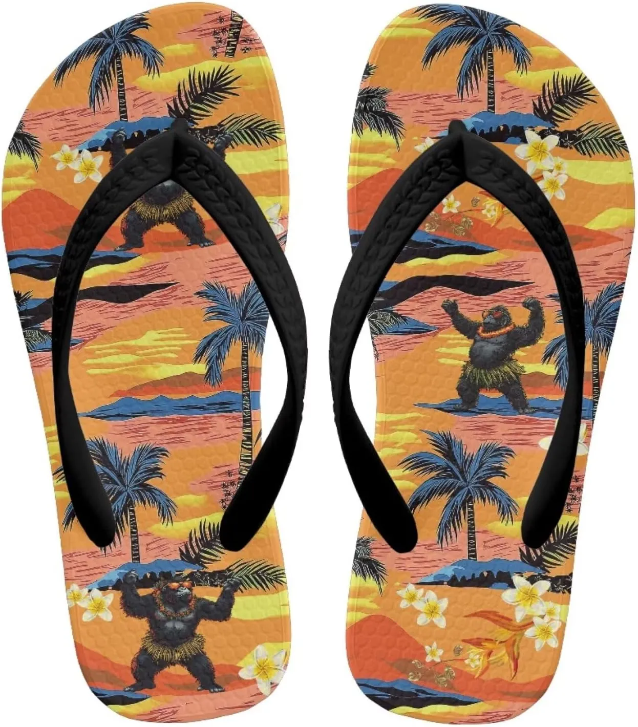 Boy Girls' Sandals Open Toe Slip On Summer Holiday Hawaiian Print Boys Thong Flip Flops