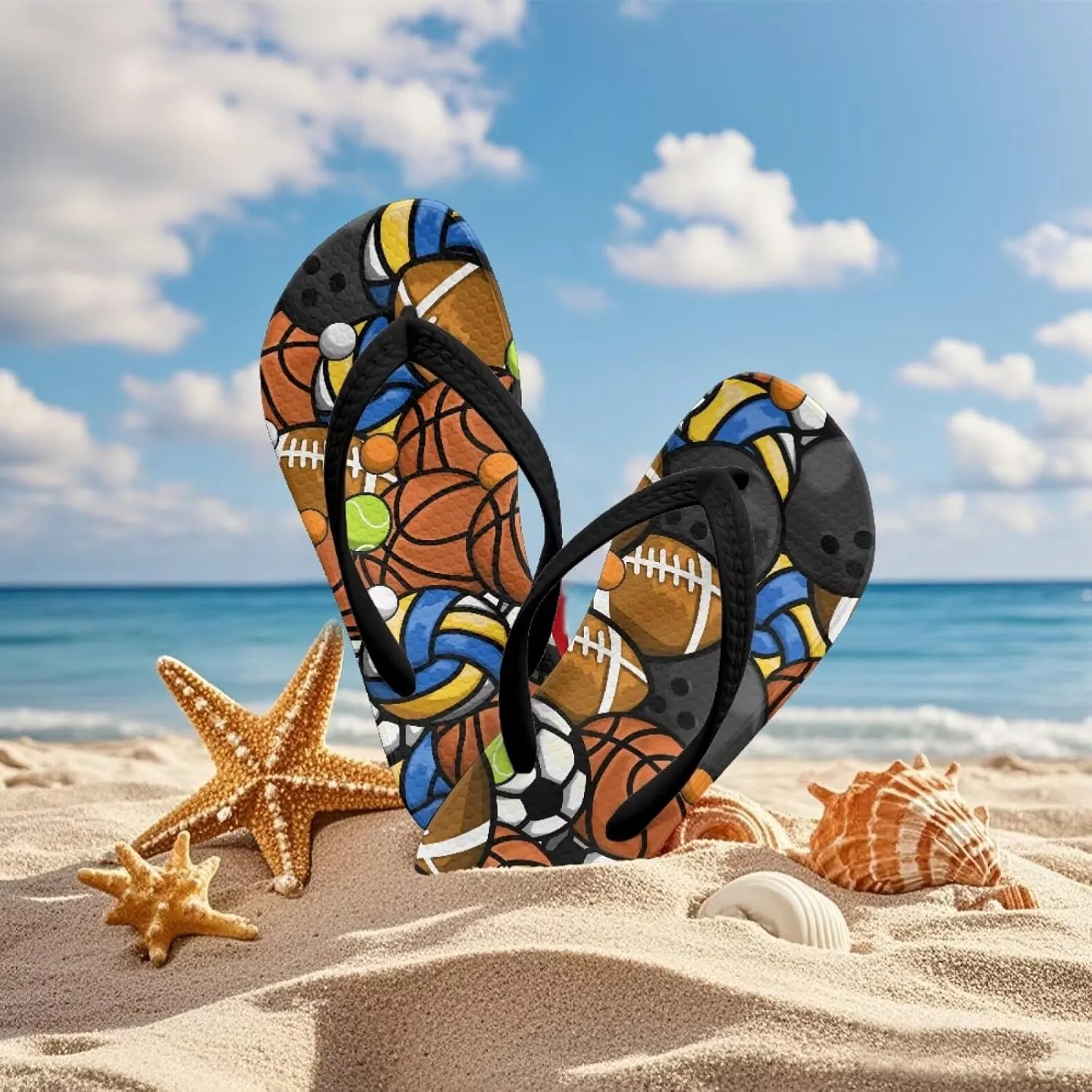 Boys Comfort Flip Flops, Kid's Slip On Thong Sandals with Cartoon Printed Size