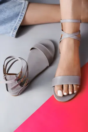 Brauch Women's Grey High Multi Strap Sandal
