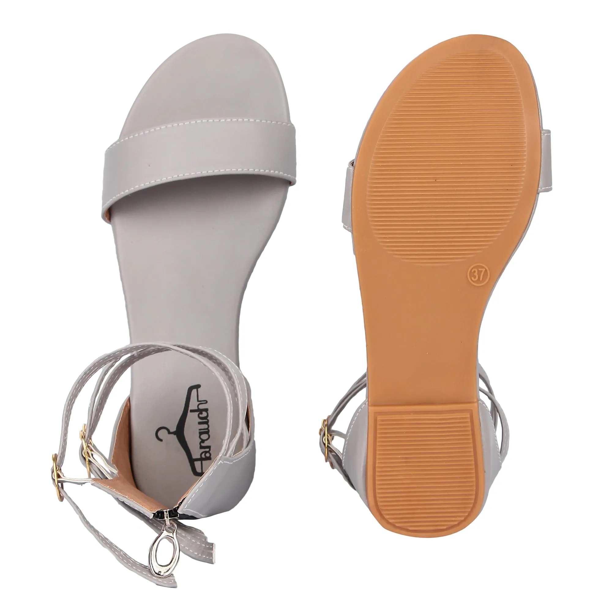 Brauch Women's Grey High Multi Strap Sandal