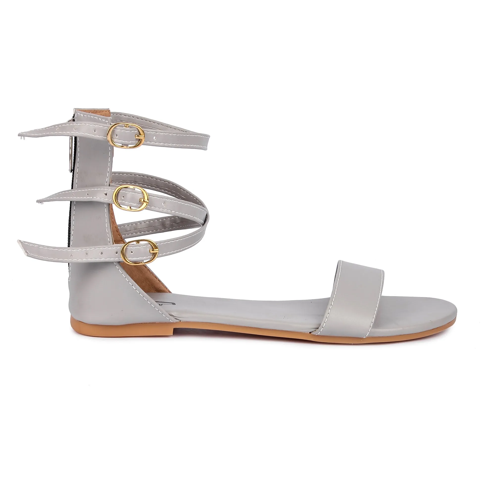 Brauch Women's Grey High Multi Strap Sandal