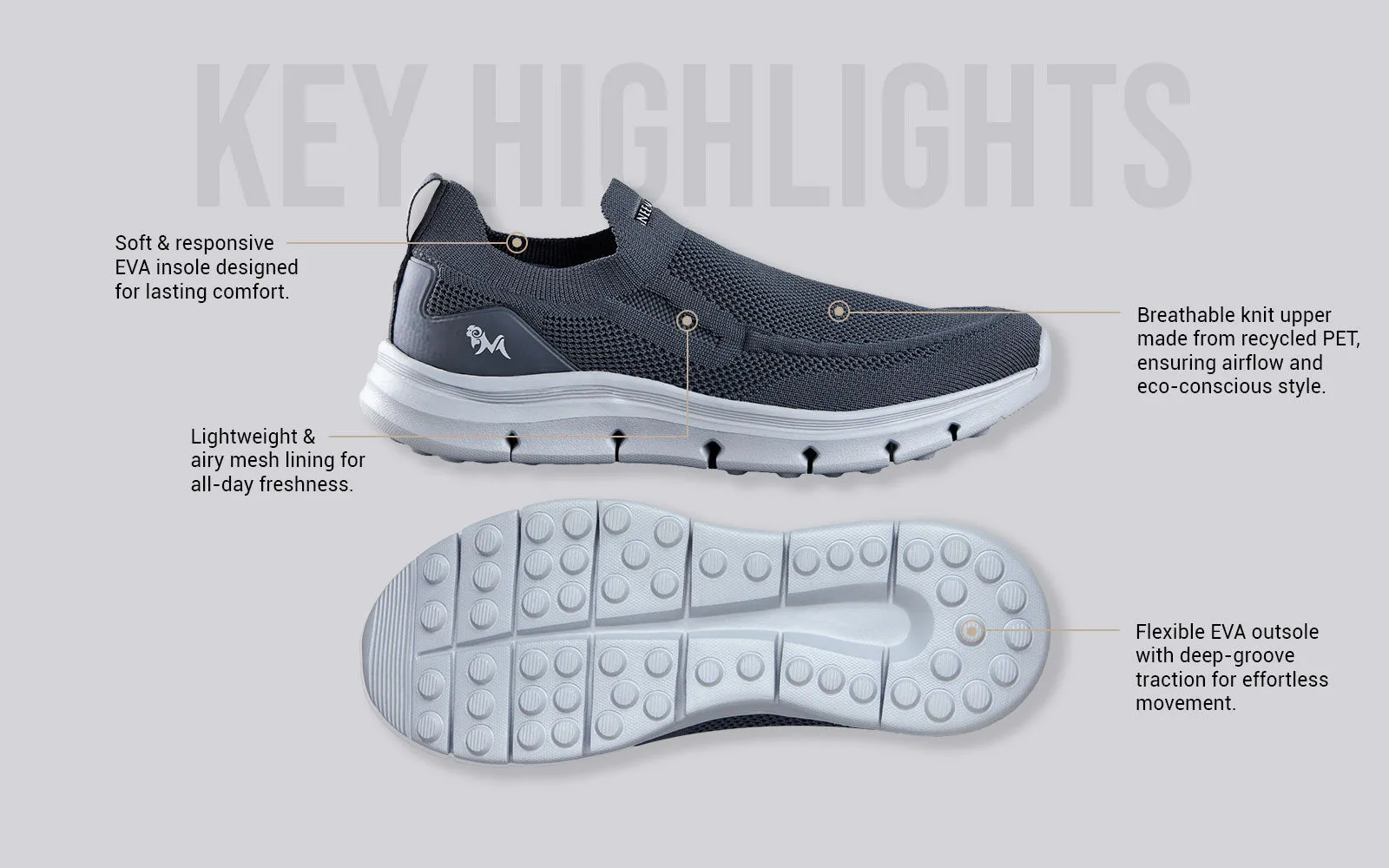 Breathe Ease Slip Ons : Grey