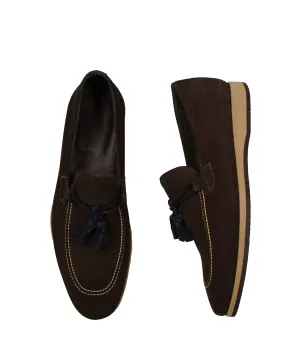 CANALI - BiColor Blue & Brown Suede Tassel Loafers - 9.5