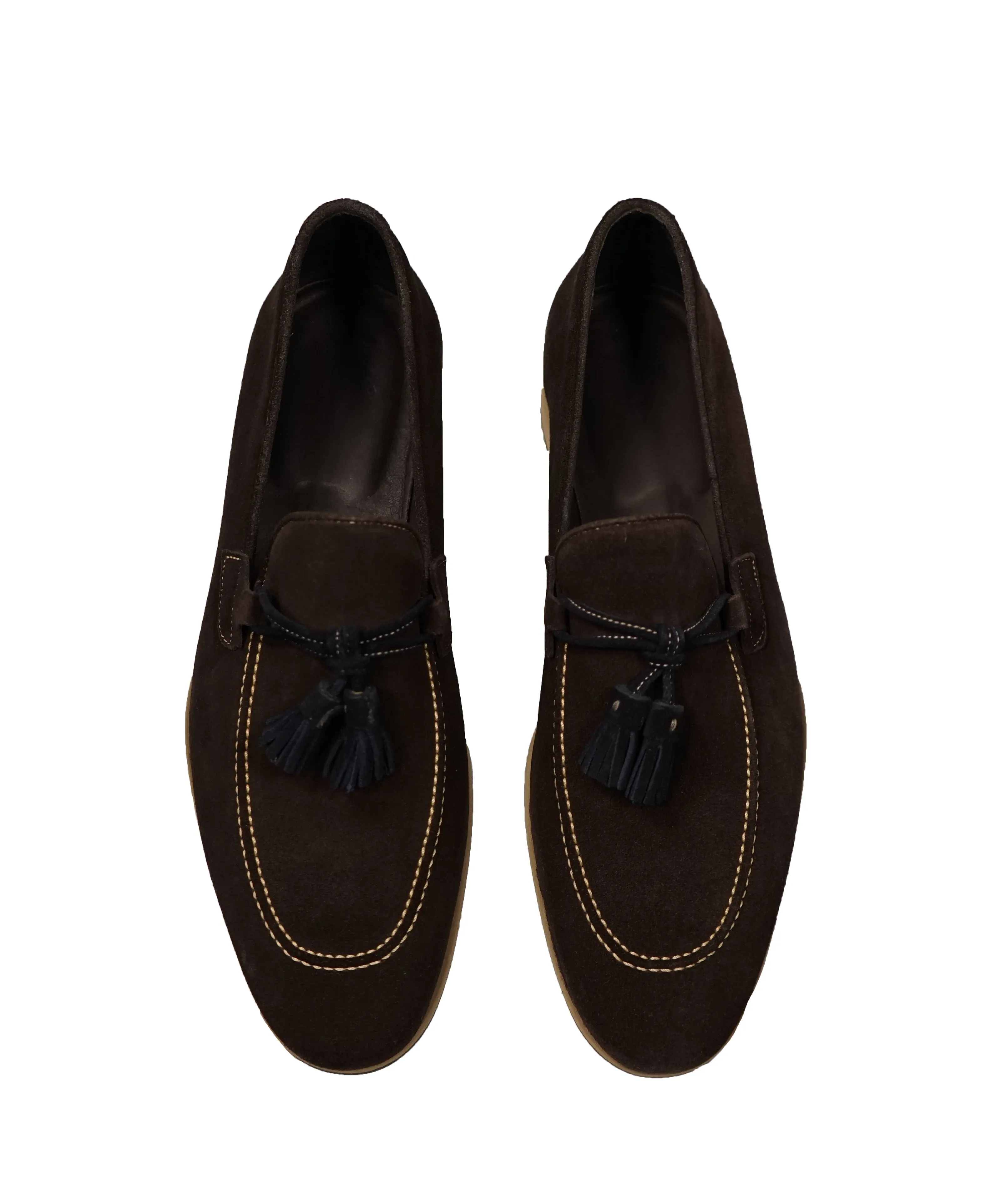 CANALI - BiColor Blue & Brown Suede Tassel Loafers - 9.5