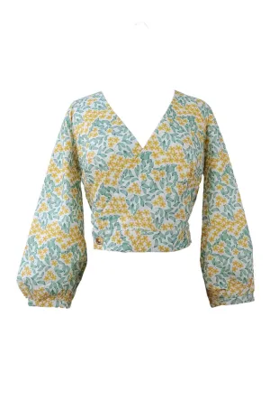 Carsyn Long Sleeves Top Yellow Floral Print