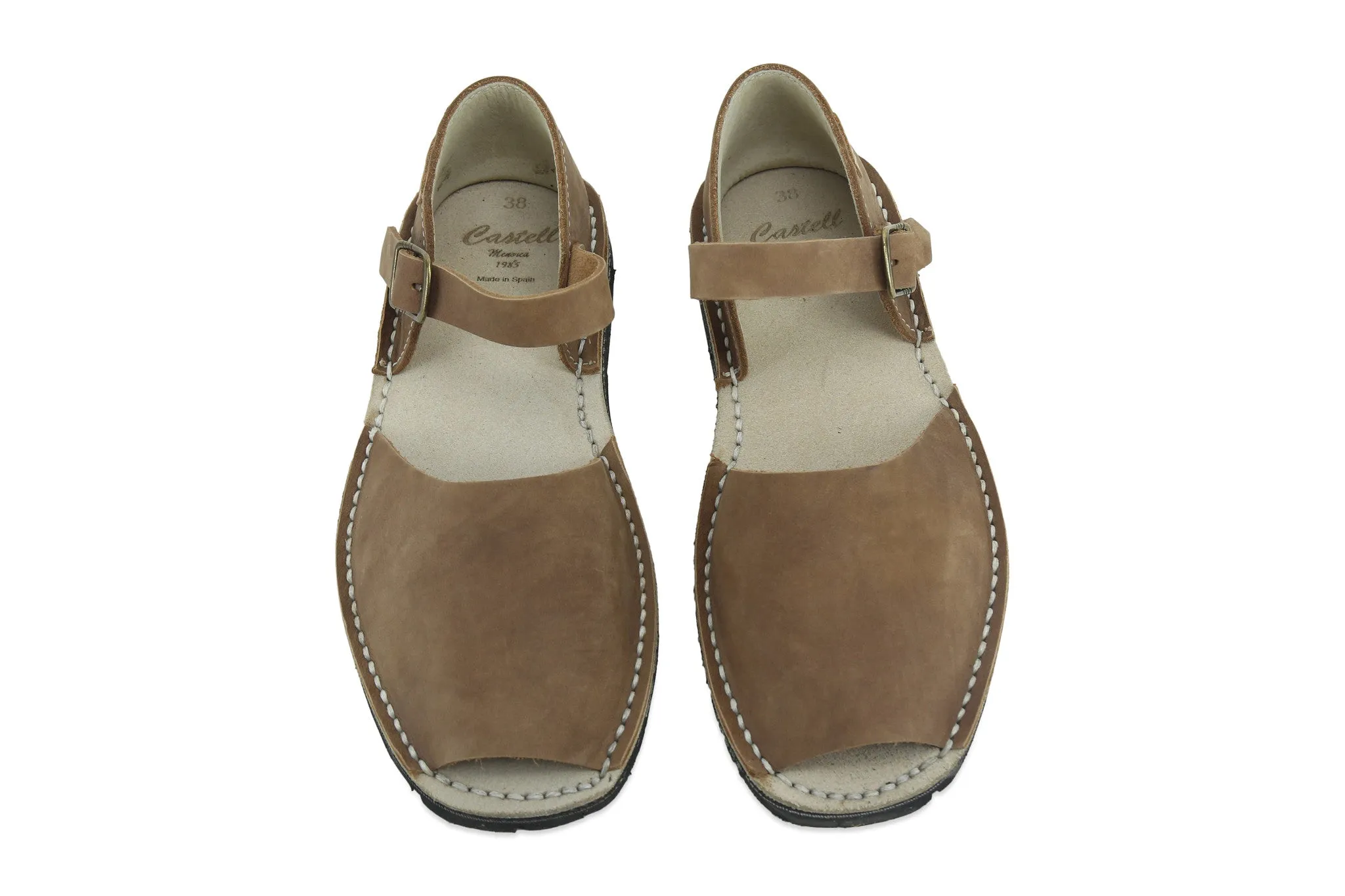 Castell Avarcas Women's Fraileras Nut Leather Monk Strap Sandals