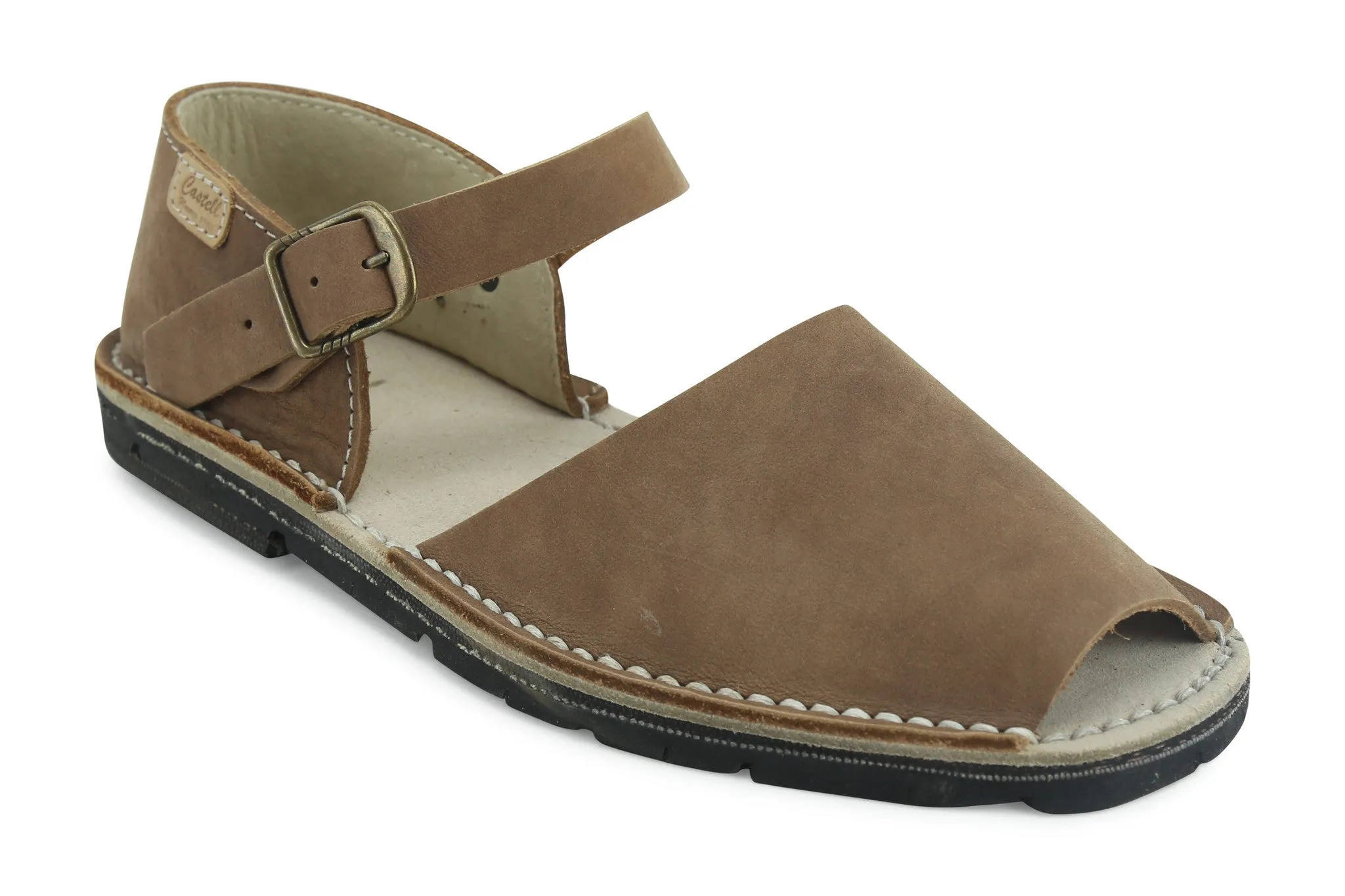 Castell Avarcas Women's Fraileras Nut Leather Monk Strap Sandals