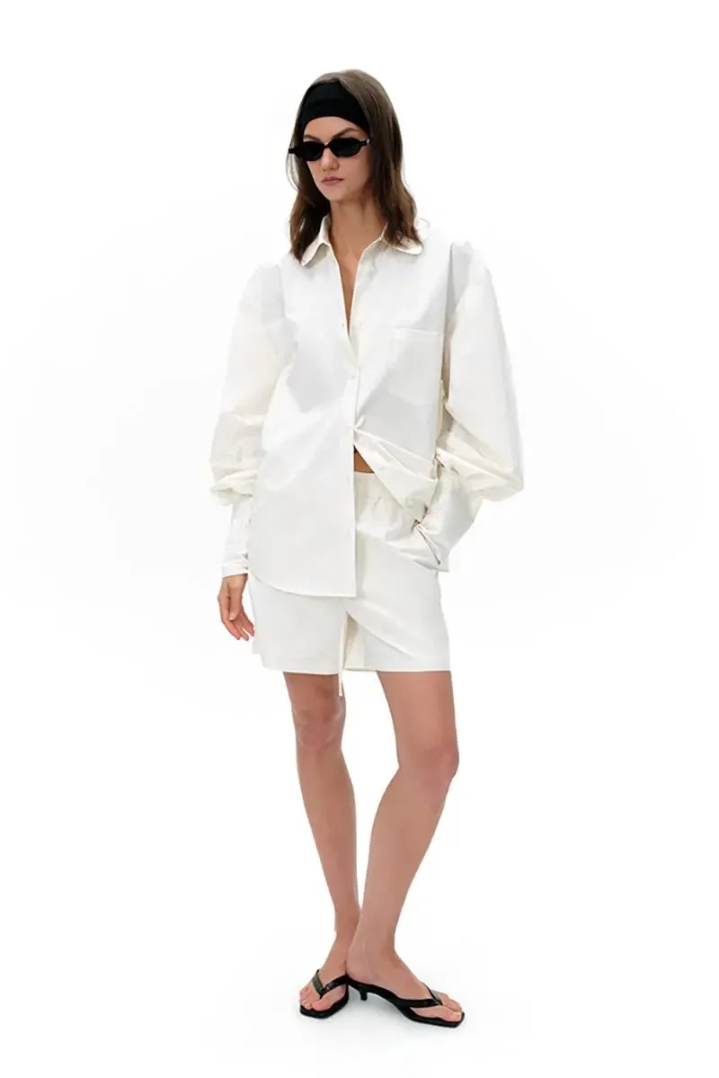 Casual Cotton Wide Leg White Shorts