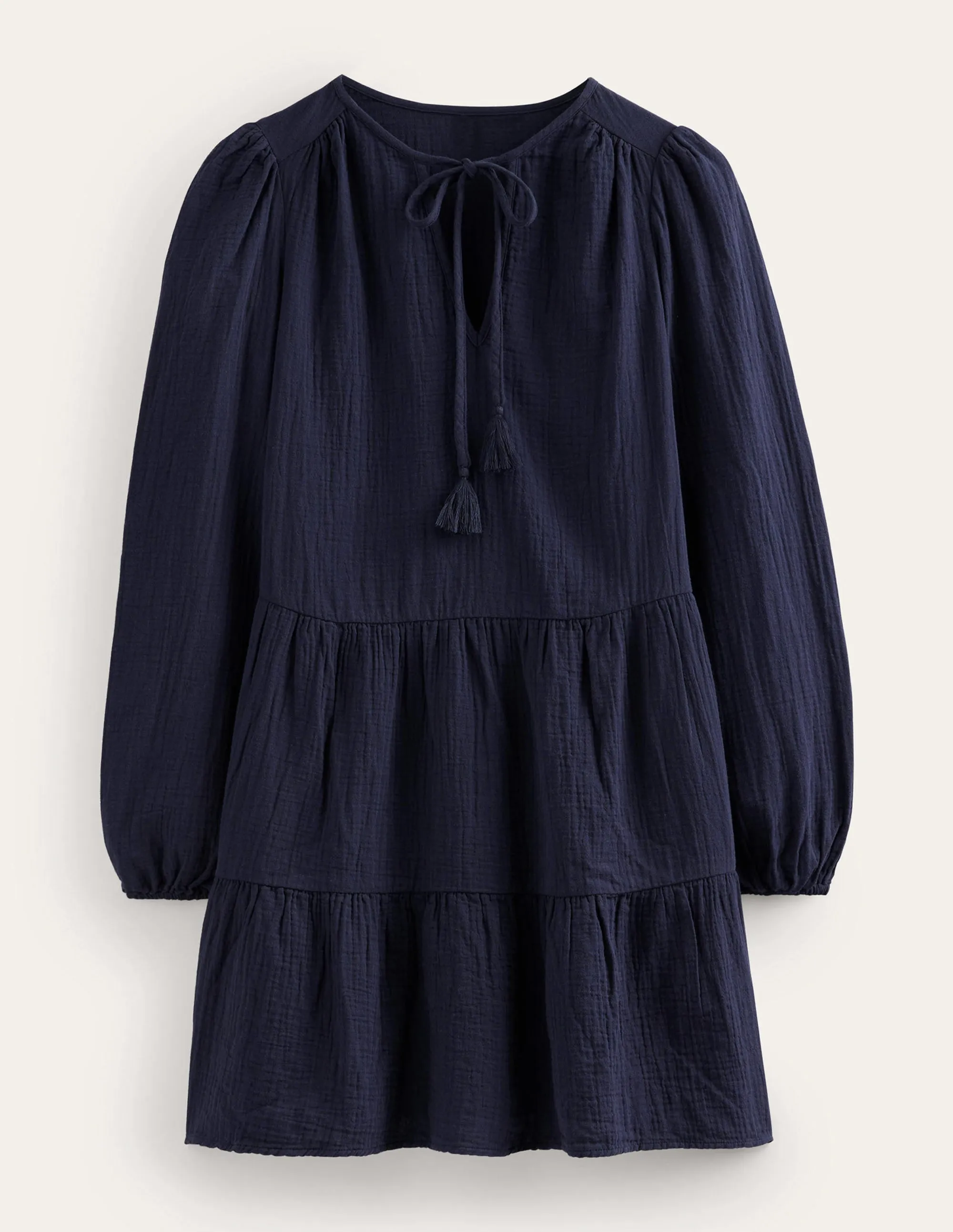 Cheesecloth Mini Dress-Navy