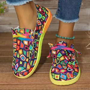 Colorful Canvas Round Toe Slip-Ons