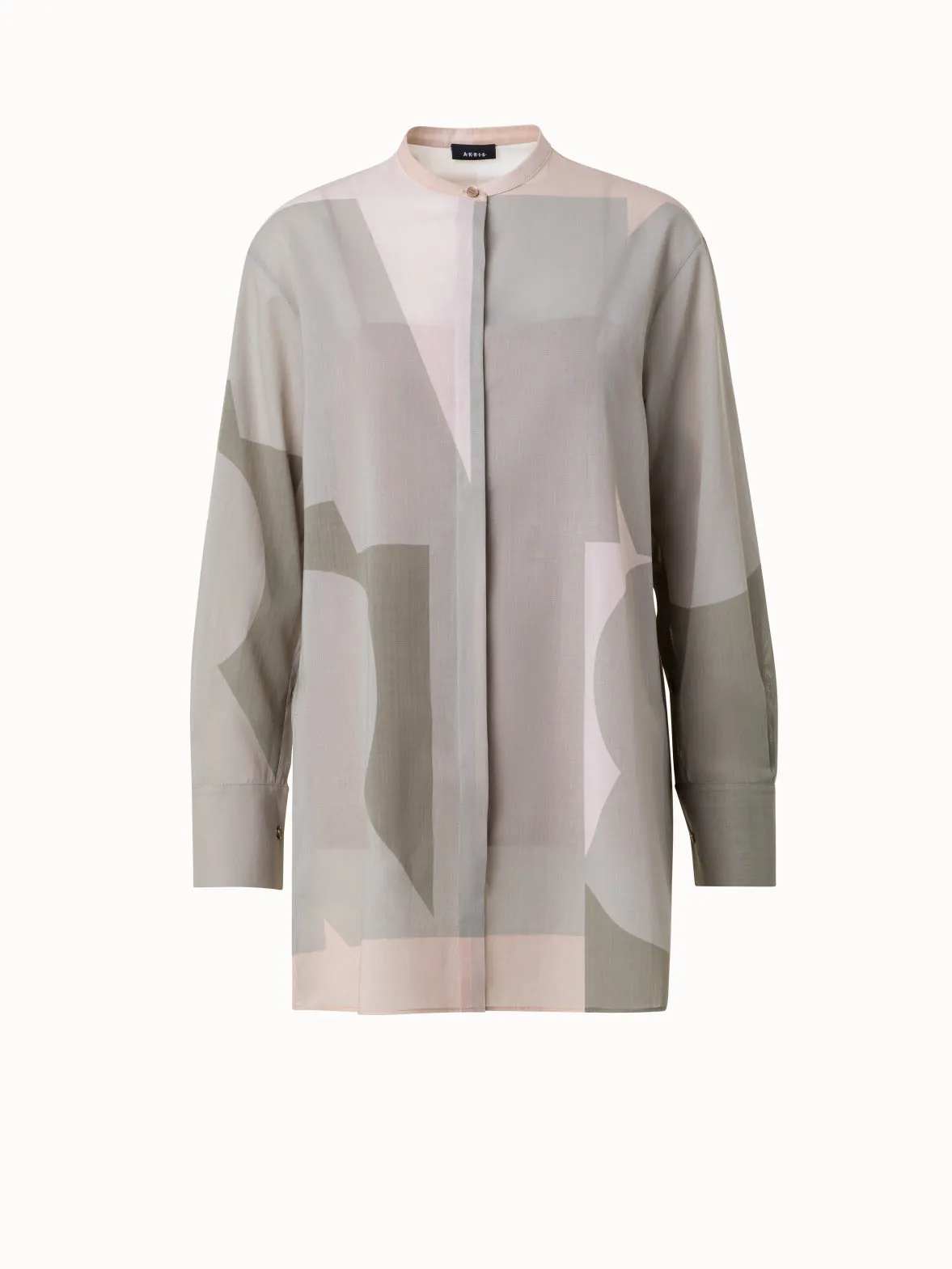 Cotton Voile Blouse with Composed Letters Print