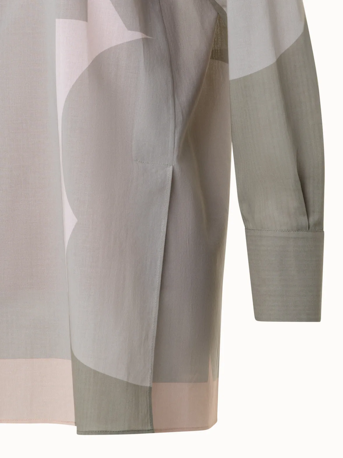 Cotton Voile Blouse with Composed Letters Print