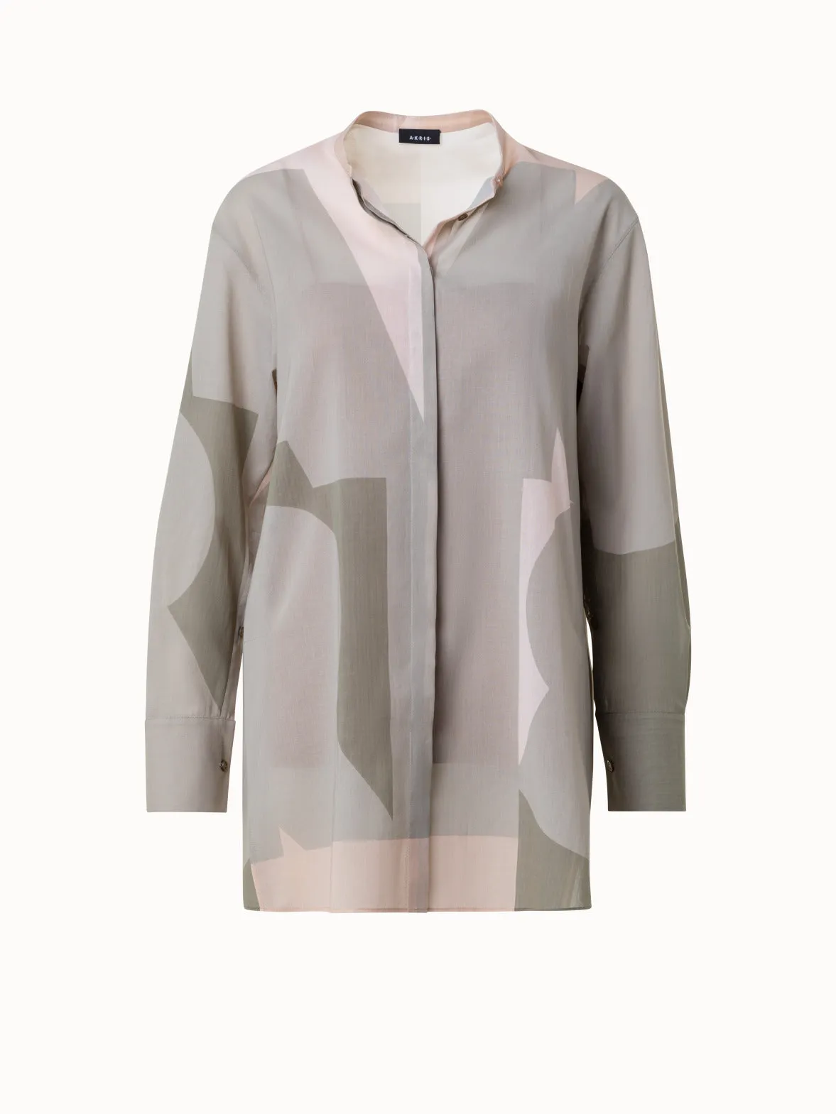 Cotton Voile Blouse with Composed Letters Print