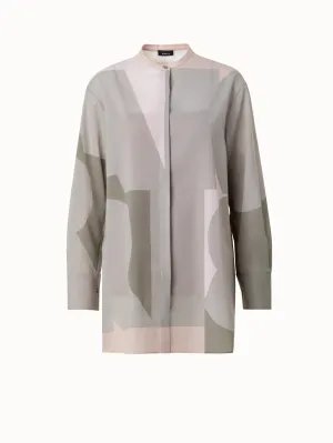 Cotton Voile Blouse with Composed Letters Print