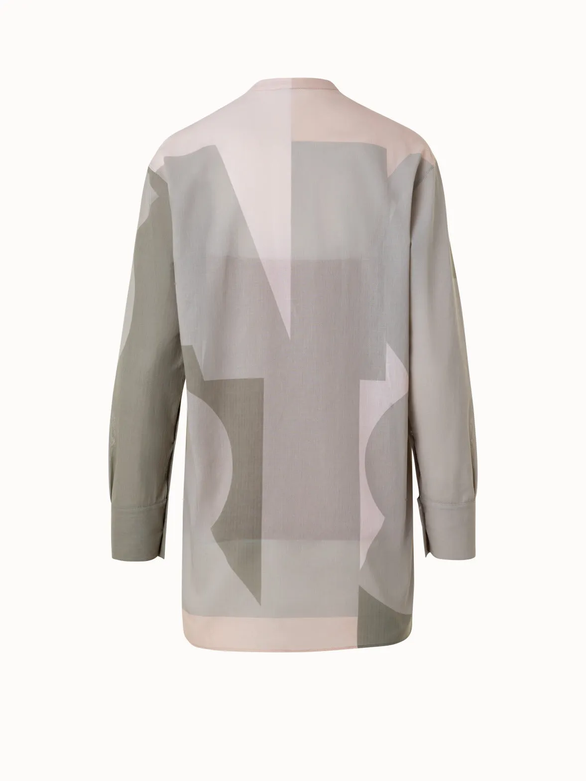 Cotton Voile Blouse with Composed Letters Print